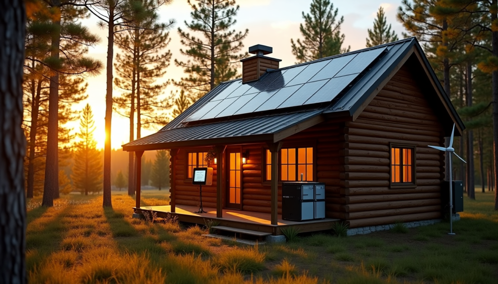 off grid cabin in woods