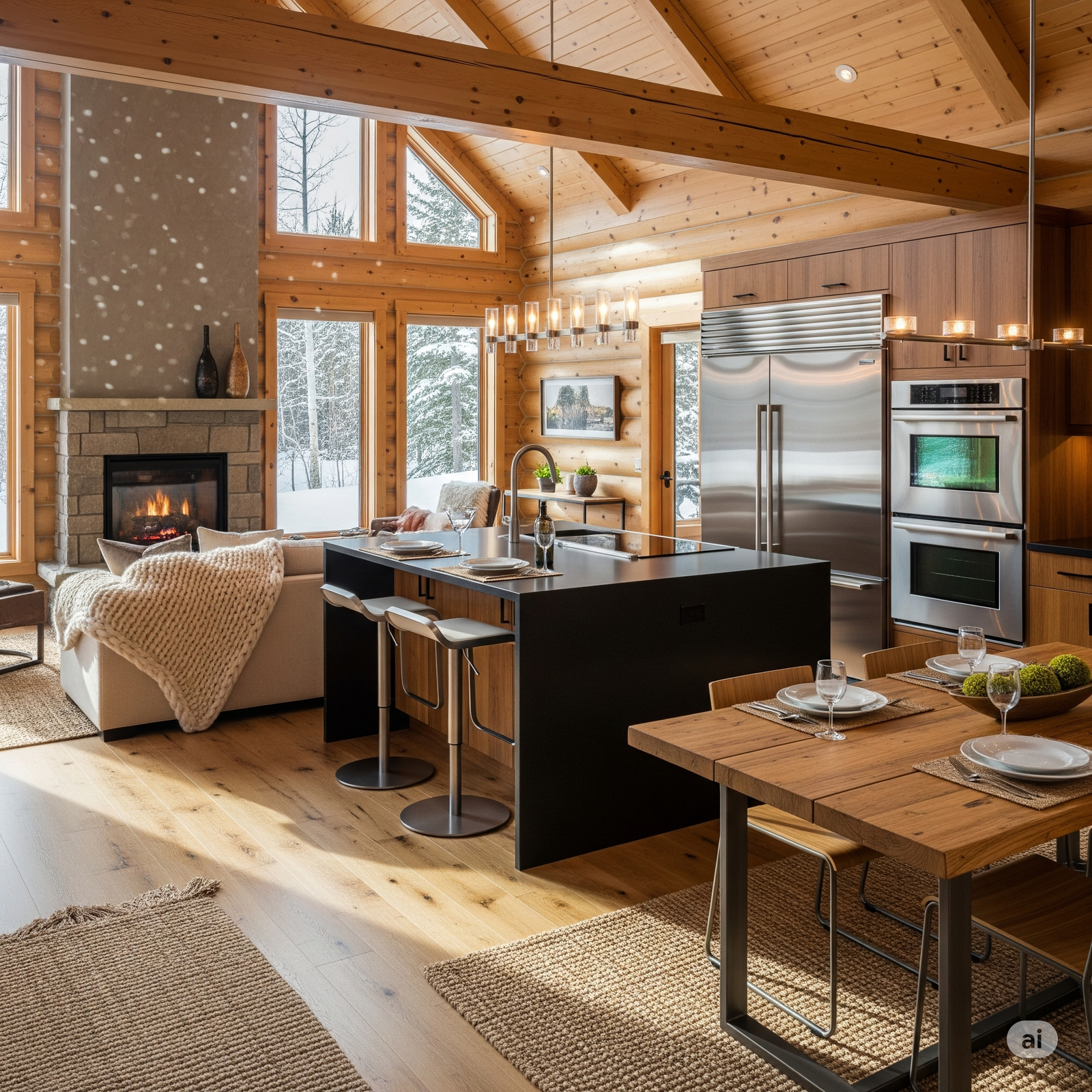 modern cabin interior