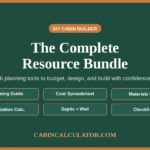 DIY Cabin Builder Bundle — 6 planning tools including the Planning Guide, Cost Spreadsheet, Materials Estimator, Foundation Calculator, Septic + Well Estimator, and Checklist
